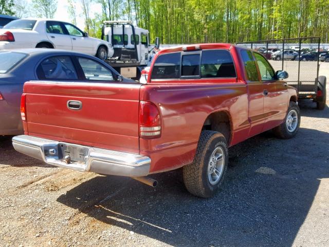 1B7GL22X2XS293247 - 1999 DODGE DAKOTA MAROON photo 4