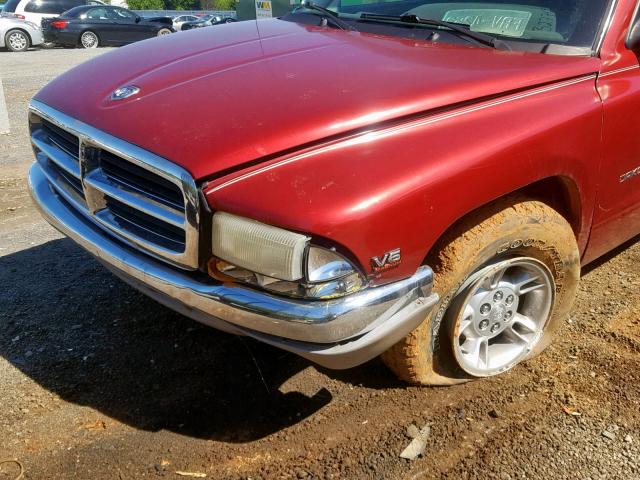 1B7GL22X2XS293247 - 1999 DODGE DAKOTA MAROON photo 9