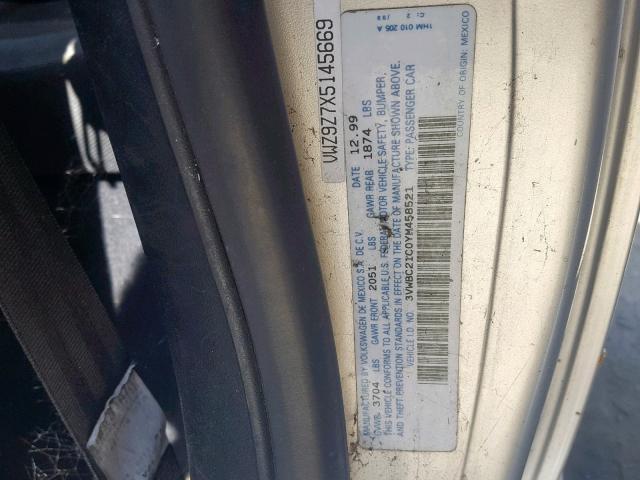 3VWBC21C0YM458521 - 2000 VOLKSWAGEN NEW BEETLE Gümüş foto 10