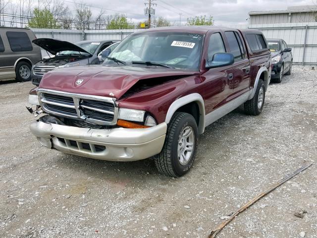 1D7HL48N33S366518 - 2003 DODGE DAKOTA QUA MAROON photo 2