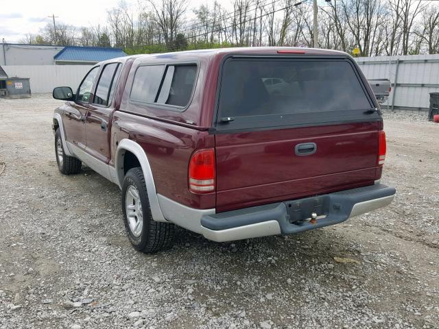 1D7HL48N33S366518 - 2003 DODGE DAKOTA QUA MAROON photo 3