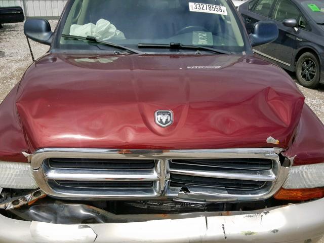 1D7HL48N33S366518 - 2003 DODGE DAKOTA QUA MAROON photo 7