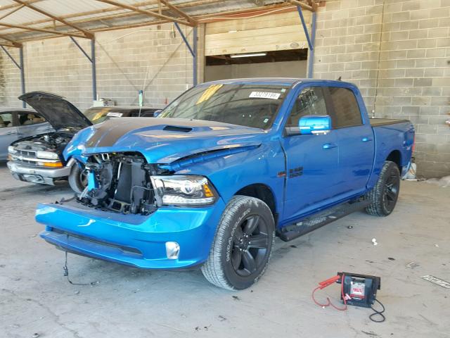 1C6RR7MT9JS223936 - 2018 RAM 1500 SPORT BLUE photo 2