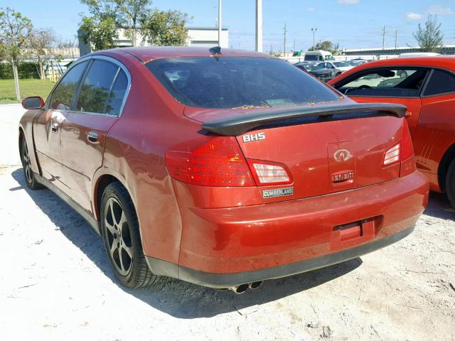 JNKCV51E63M021274 - 2003 INFINITI G35 RED photo 3