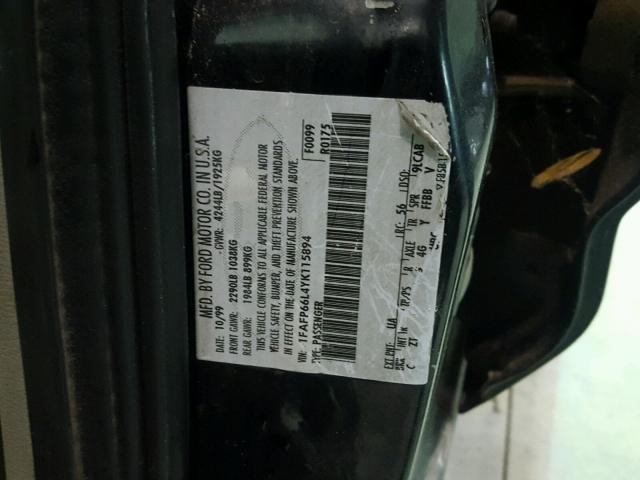 1FAFP66L4YK115894 - 2000 FORD CONTOUR SE BLACK photo 10