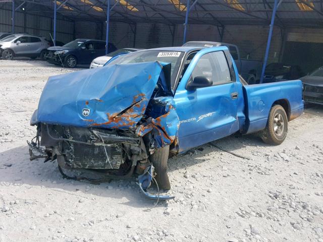 1B7GL22X8XS257174 - 1999 DODGE DAKOTA BLUE photo 2