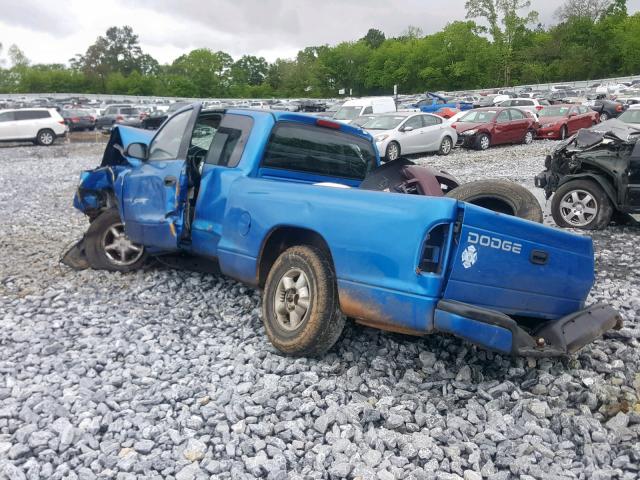 1B7GL22X8XS257174 - 1999 DODGE DAKOTA BLUE photo 3