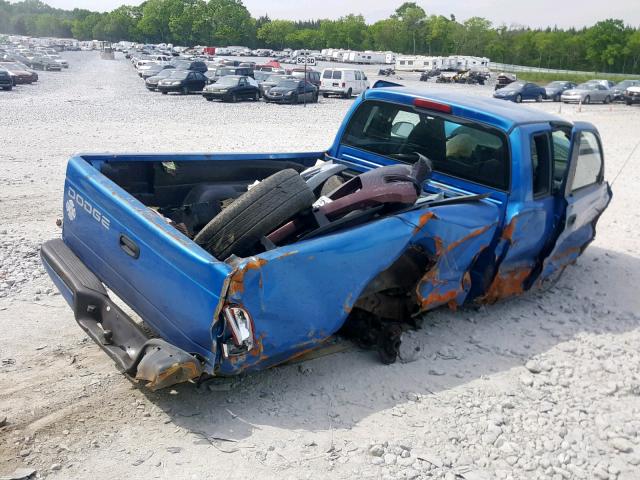 1B7GL22X8XS257174 - 1999 DODGE DAKOTA BLUE photo 4