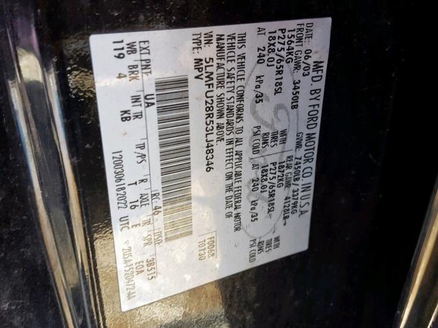 5LMFU28R53LJ48346 - 2003 LINCOLN NAVIGATOR 黑色 照片 10