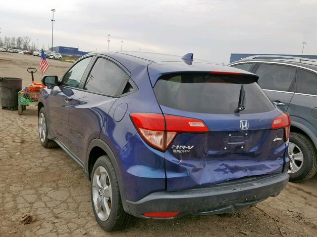 3CZRU6H50GM763474 - 2016 HONDA HR-V EX BLUE photo 3