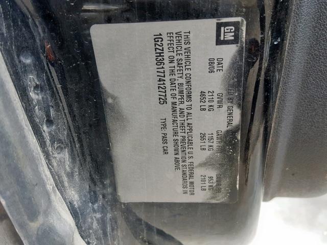 1G2ZH361774127725 - 2007 PONTIAC G6 GT BLACK photo 10