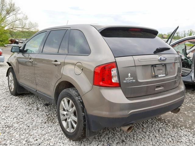 2FMDK4JC7DBE00438 - 2013 FORD EDGE SEL GRAY photo 3