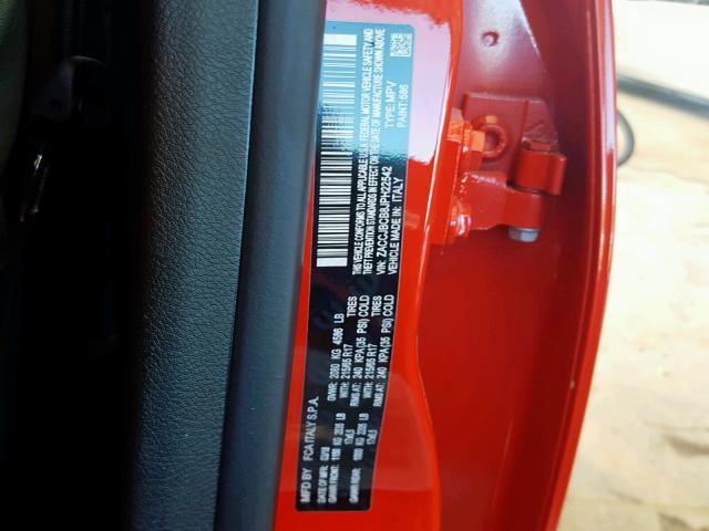 ZACCJBCB8JPH22542 - 2018 JEEP RENEGADE T RED photo 10