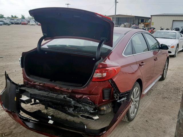 5NPE34AF4GH428240 - 2016 HYUNDAI SONATA SPO RED photo 4