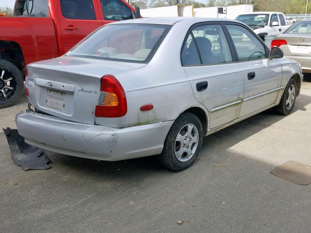 KMHCG45C32U380901 - 2002 HYUNDAI ACCENT GL SILVER photo 4