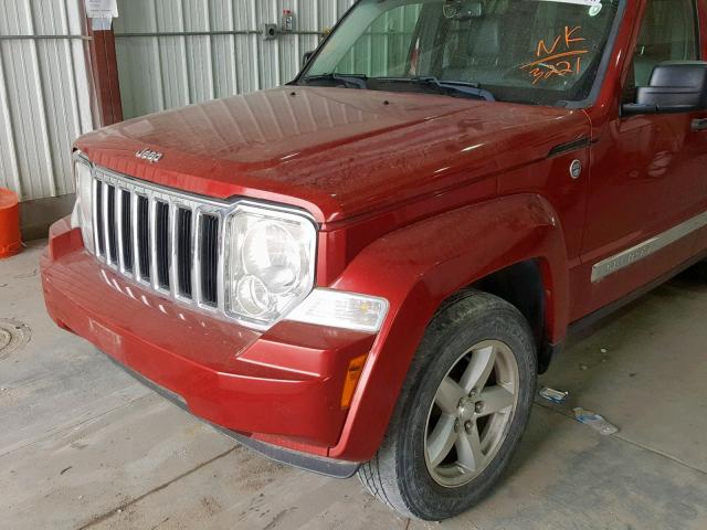 1J8GN58K79W513221 - 2009 JEEP LIBERTY LI RED photo 9