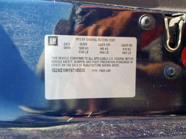 1G2AS18H197145605 - 2009 PONTIAC G5 BLUE photo 10