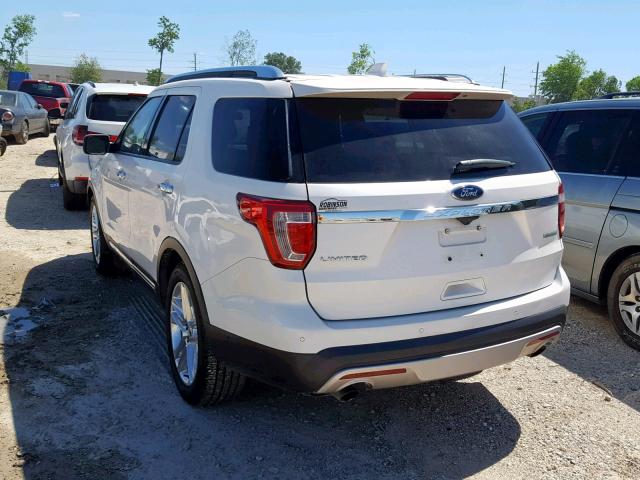 1FM5K7FH8HGA14653 - 2017 FORD EXPLORER L WHITE photo 3