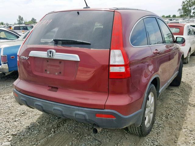 JHLRE48737C040750 - 2007 HONDA CR-V EXL RED photo 4