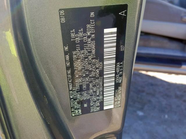 5TBBT44186S486002 - 2006 TOYOTA TUNDRA ACC GRAY photo 10