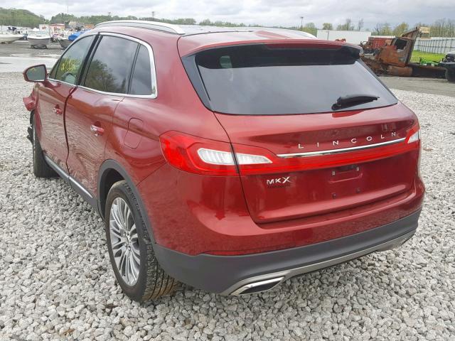 2LMPJ6LR1HBL34914 - 2017 LINCOLN MKX RESERV RED photo 3