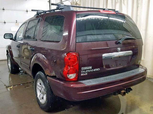 1D4HB48D84F214591 - 2004 DODGE DURANGO SL MAROON photo 3