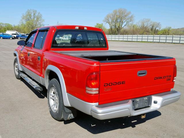 1D7HL48N03S312867 - 2003 DODGE DAKOTA QUA RED photo 3