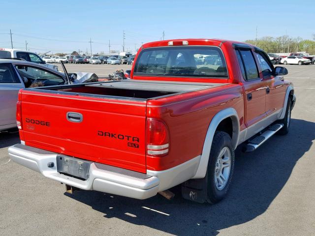 1D7HL48N03S312867 - 2003 DODGE DAKOTA QUA RED photo 4