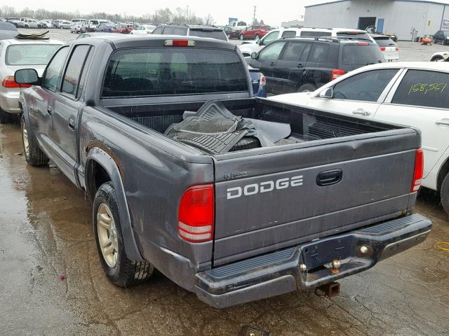 1B7HL38X82S669508 - 2002 DODGE DAKOTA QUA GRAY photo 3