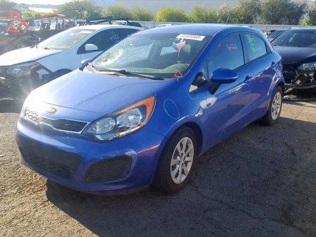 KNADN5A30E6405334 - 2014 KIA RIO EX BLUE photo 2