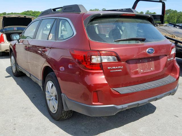 4S4BSBAC4F3241571 - 2015 SUBARU OUTBACK 2. RED photo 3