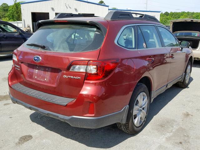 4S4BSBAC4F3241571 - 2015 SUBARU OUTBACK 2. RED photo 4