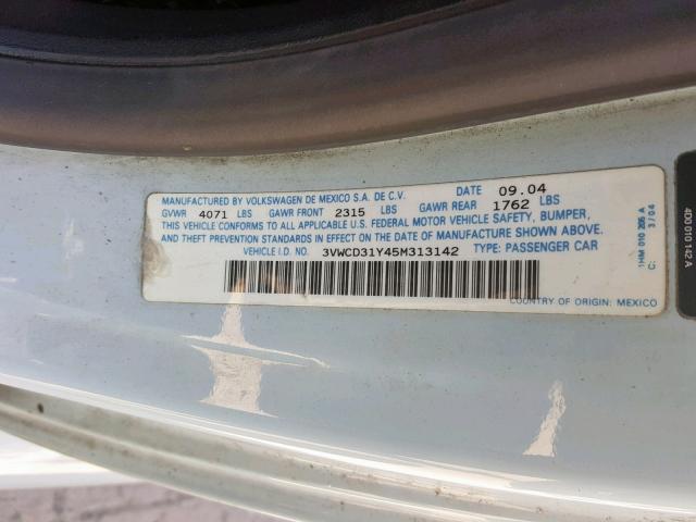 3VWCD31Y45M313142 - 2005 VOLKSWAGEN NEW BEETLE Mavi foto 10