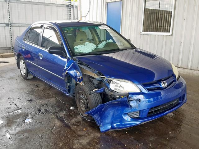 1HGES16305L026872 - 2005 HONDA CIVIC DX V BLUE photo 1