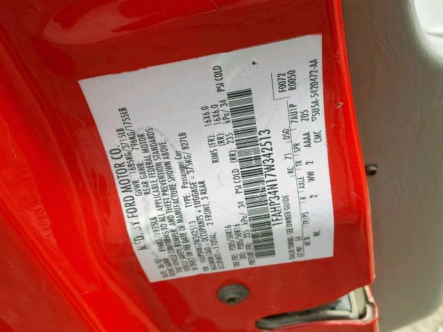 1FAHP34N17W342513 - 2007 FORD FOCUS ZX4 RED photo 10