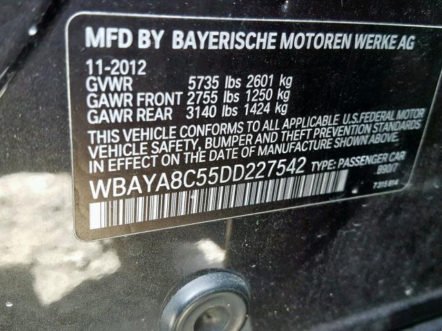 WBAYA8C55DD227542 - 2013 BMW 750 I CHARCOAL photo 10