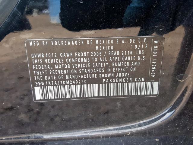 3VW1K7AJ7DM240290 - 2013 VOLKSWAGEN JETTA BASE  照片 10
