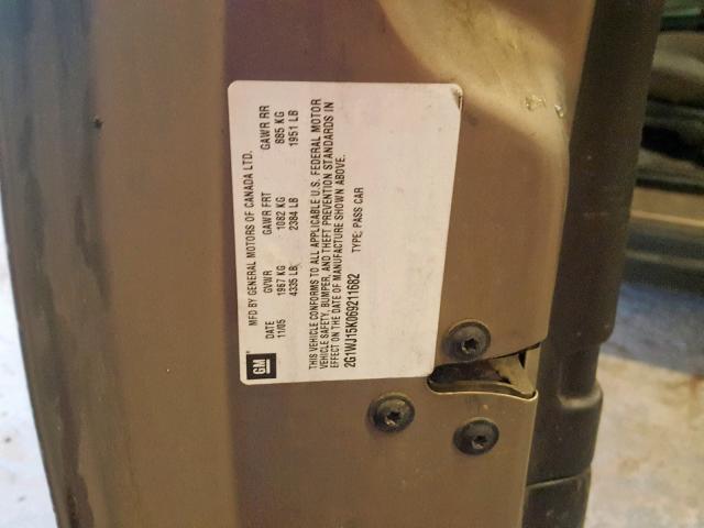 2G1WJ15K069211682 - 2006 CHEVROLET MONTE CARL ყავისფერი ფოტო 10