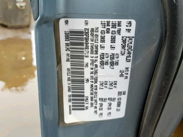 2C8GF68494R617110 - 2004 CHRYSLER PACIFICA BLUE photo 10