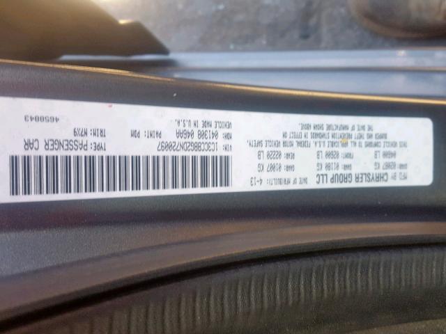 1C3CCBBG2DN720097 - 2013 CHRYSLER 200 TOURIN GRAY photo 10