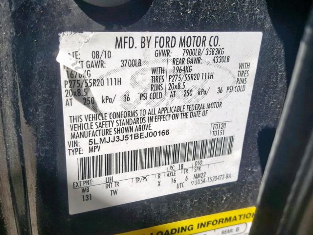 5LMJJ3J51BEJ00166 - 2011 LINCOLN NAVIGATOR 黑色 照片 10