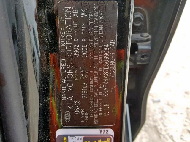 KNAFX4A87E5099084 - 2014 KIA FORTE EX BLACK photo 10