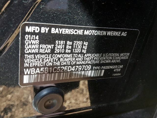 WBA5B1C52ED479709 - 2014 BMW 535 I BLACK photo 10