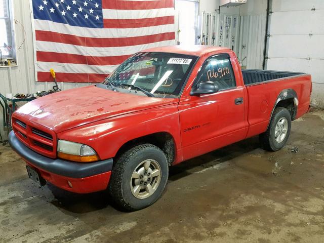 1B7FL36X92S688224 - 2002 DODGE DAKOTA SPO RED photo 2