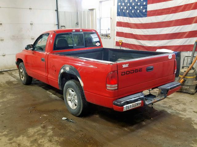 1B7FL36X92S688224 - 2002 DODGE DAKOTA SPO RED photo 3