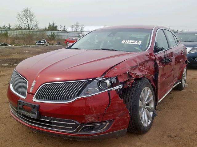 1LNHL9DK6EG610697 - 2014 LINCOLN MKS BURGUNDY photo 2