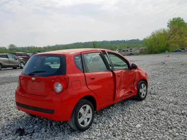 KL1TD66E69B638298 - 2009 CHEVROLET AVEO LS RED photo 4