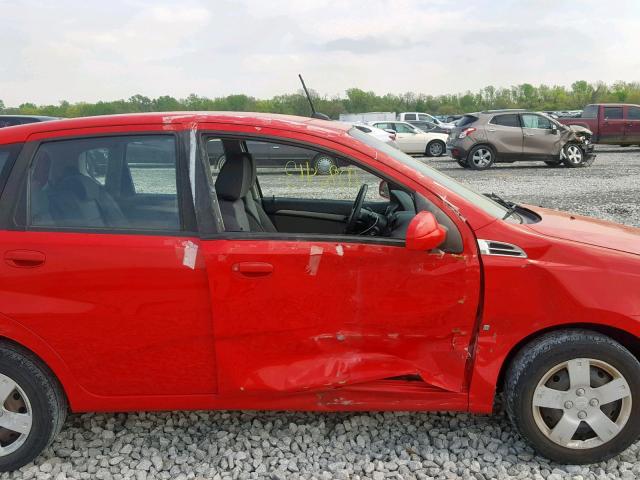 KL1TD66E69B638298 - 2009 CHEVROLET AVEO LS RED photo 9