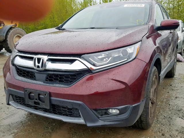 2HKRW2H88JH677720 - 2018 HONDA CR-V EXL MAROON photo 2