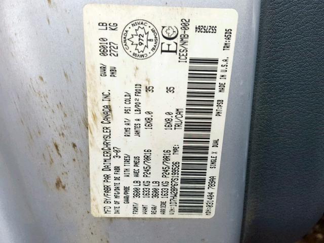 1D7HW28P67S199526 - 2007 DODGE DAKOTA QUA SILVER photo 10